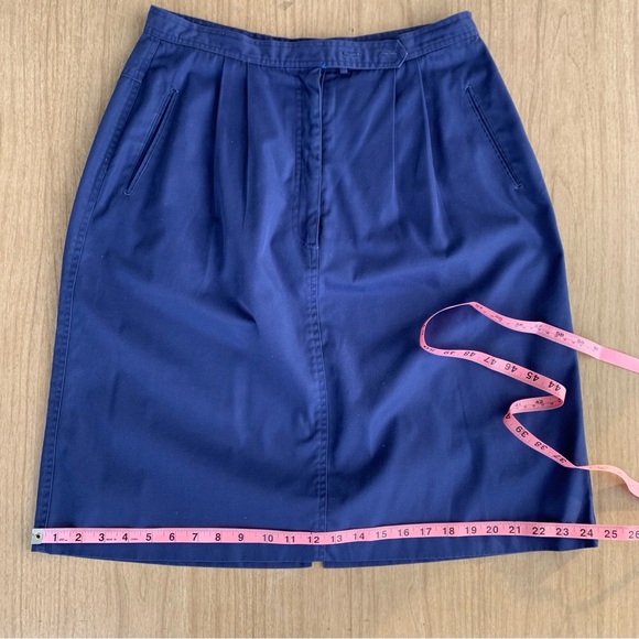 Vintage Skirt navy blue Donnkenny A-line midi skirt Pleating Pockets 30in Waist - Picture 7 of 16